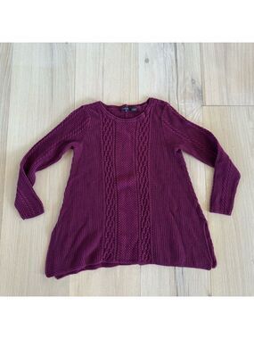 JEANNE PIERRE Purple Sweater Side Slit Size Small